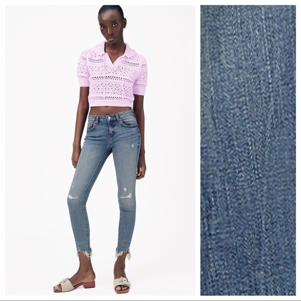 NWOT. Zara Blue ZW Ripped Skinny Jeans. Size 12.
